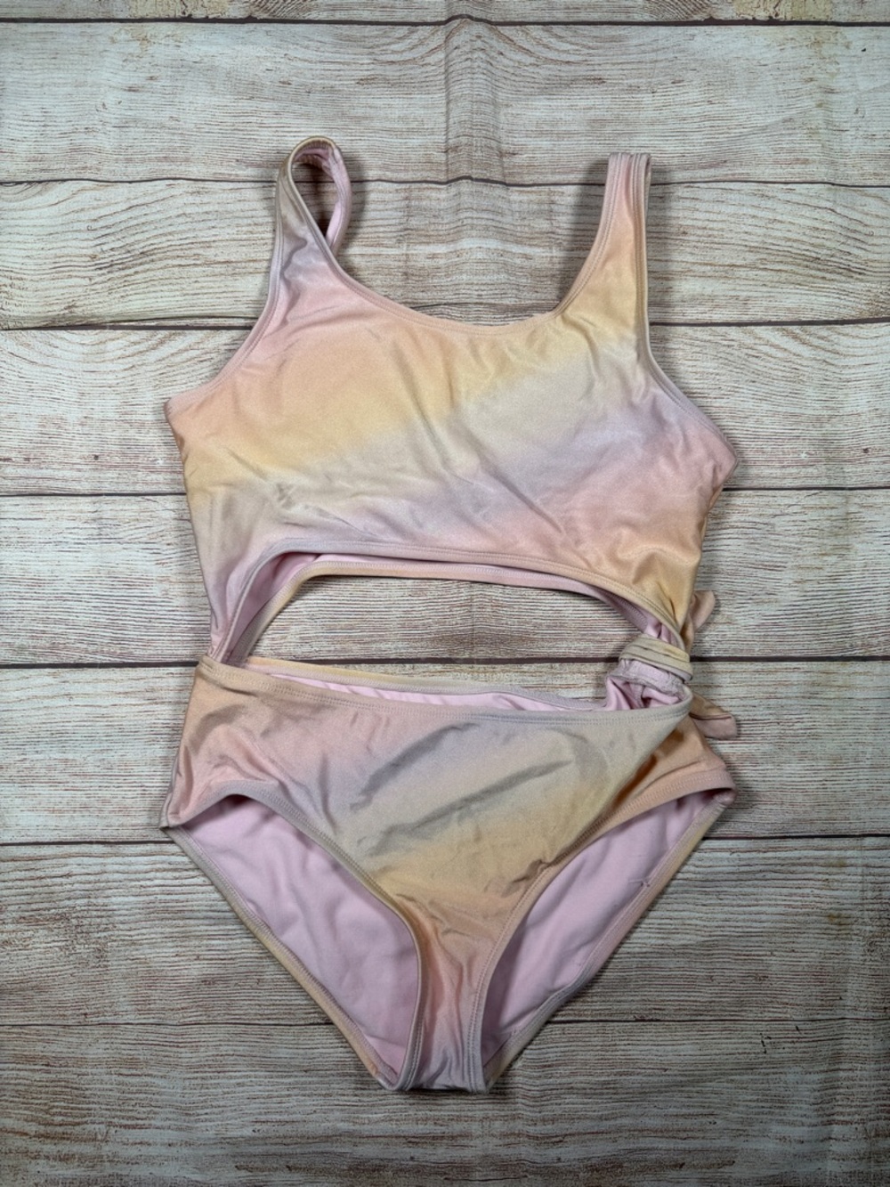 GB girls Pastel Pink Peach Yellow Ombre One-Piece Swimsuit